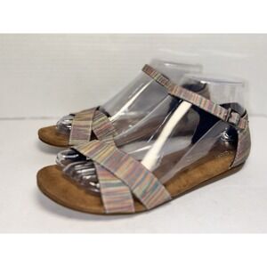 TOMS Women's 6.5 Correa Sandals Multicolor Striped Adjustable Casual